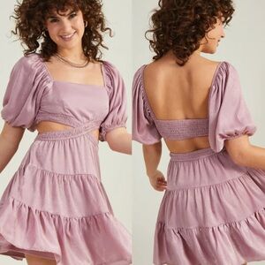 Altar'd State Lilac Puff Sleeve Dress
